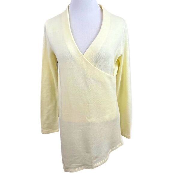 Soft Surroundings Pale Yellow Lightweight Asymmetric Hem Wrap Front Tunic XS - Picture 1 of 6